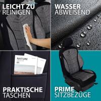 Prime Sitzbezüge für Opel Corsa C ab 2000-2006 (Schwarz-Dunkelgrau) MT4 | Mit ABE