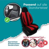 Pilot Sitzbezüge für Kia Rio 2 JB ab 2005-2011 (Schwarz-Rot) ZENO502 | Mit ABE