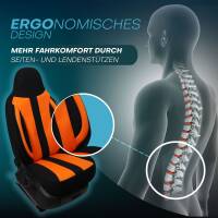 Pilot Sitzbezüge für Toyota Proace Verso Kasten 2 ab 2016 (Schwarz-Orange) ZENO503 | Mit ABE