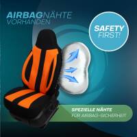 Pilot Sitzbezüge für Dacia Logan 1. Gen. ab 2004-2013 (Schwarz-Orange) ZENO503