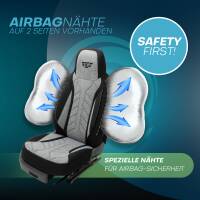 Pilot Sitzbezüge für Peugeot 3008 1 ab 2009-2016 (Schwarz-Hellgrau) HERM201 | Mit ABE