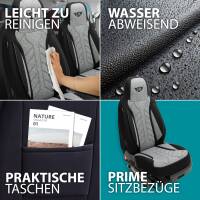Pilot Sitzbezüge für Nissan Micra K13 ab 2010-2016 (Schwarz-Hellgrau) HERM201 | Mit ABE
