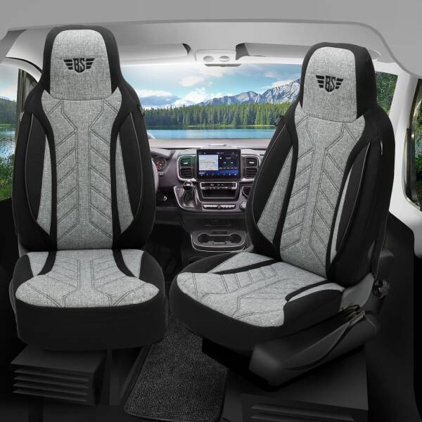 Pilot Wohnmobil Sitzbezüge für Rolf 700L (Schwarz-Hellgrau) HERM201
