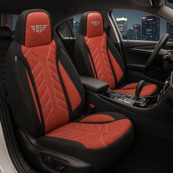 Pilot Sitzbezüge für Kia Sorento 3 UM ab 2015-2020 (Schwarz-Rot) HERM202 | Mit ABE