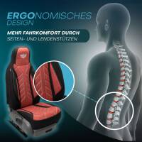 Pilot Sitzbezüge für Hyundai H-1 2. Gen. ab 2008-2020 (Schwarz-Rot) HERM202