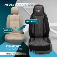 Pilot Wohnmobil Sitzbezüge für Dethleffs Globetrotter X 650 (Schwarz-Anthrazit) HERM204