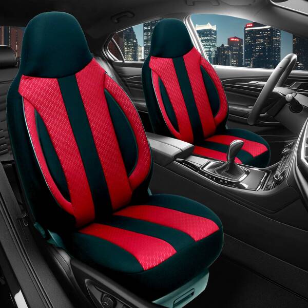 Pilot Sitzbezüge für Renault Twingo 3 ab 2014 (Rot-Schwarz) ZENO505 | Mit ABE